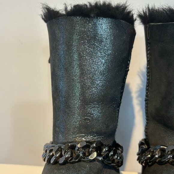 Abricot silver metallic suede side-zip ankle boots size US7 - Picture 14 of 14